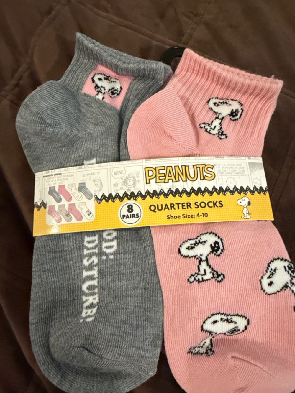 Peanuts Snoopy Quarter Socks – Pink & Gray